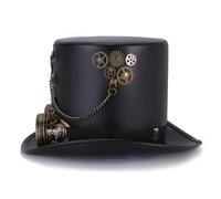Wdbild Top Hat, Punk PU Leather Top Hat for Halloween Costume and Party Cosplay Dressingup Headwear for Adult and Festival Event