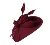 Wdbild Top Hat, Vintage Fascinator Hat Wedding Fascinator Headband Elegant Pillbox Hats for Women Wedding Dinner Party Maroon red
