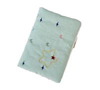 Wdbild Travel Card Holder Star Pattern Detail Elastic Band Closure Tear Resistant Polyester Business Vacation Accessory Embroidery Star Fabric Travel Holder