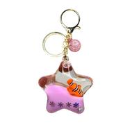 Wdbild Unique Pentagrams Oil Liquid Keychain Star Shaped Keyring With Cartoon Animals Stylish Acrylic Chain Accessory Unique Friend And Family