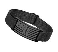 Wdbild US Flag Crosses for Men Stainless Steel Adjustable Religious Jewelry Faith Based Accessory Adjustable Leather Stainless Steel Crosses Chain