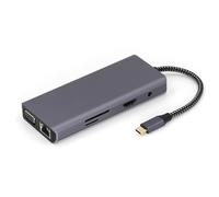 Wdbild USB C To HDTV VGA Adapter 10 Port Expansion Dock With RJ45 Ethernet 3.5mm USB3.0 USB2.0 Data Transfer TF Card Reader