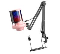 Wdbild USB Gaming Mic Condenser Microphone LED Cool Lighing Feature For PC With Flexible Arm And Real Time Sound Noise Reduction Microphone