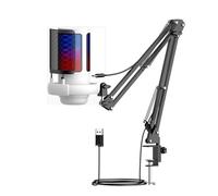 Wdbild USB Gaming Mic Condenser Microphone LED Cool Lighing Feature For PC With Flexible Arm And Real Time Sound Noise Reduction Microphone