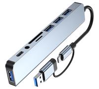 Wdbild USB3.0 Extension Cable USB Splitter USB C/USB Male To 3xUSB2.0+1xUSB3.0+1xType C Splitter Card Reader Cable For PC