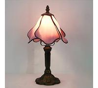WDBZTJ 8" Tiffany Style Small Table Lamp, Stained Glass Bedside Lamp, 15" Tall Antique Resin Base Nightstand Lamps for Bedroom Living Room Home Office, E26 Bulb(Bulb Not Included),20