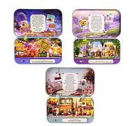 WDC 3PCS DIY House Box Theater Dollhouse Miniature Scene Tin Box Toyhouse Kit Miniature Furniture Kit Toys House fo rCreative Valentine's Wedding Gift