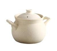 WDCDYQDH Clay Old-fashioned Stone Pot Casserole Dish With Lid Soup Retro Binaural Handmade Cookware Round Earthen Beige-4l (beige 5l) 3l