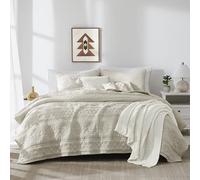 WDCOZY Beige Boho Oversized California Cal King Size Quilt Bedding Set with 2 Pillow Shams, Farmhouse Lightweight Soft Bedspread Coverlet for All Season, 3 Pieces