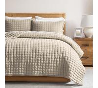 WDCOZY Beige California Cal King Size Quilt Bedding Sets with Pillow Shams, Tan Cream Oversized Lightweight Soft Bedspread Coverlet, Quilted Blanket Thin Comforter Bed Cover, 3 Pieces, 118x106 inches