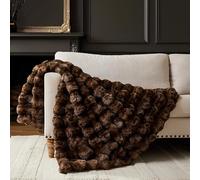 WDCOZY Cheetah Leopard Print Bubble Throw Blanket, Luxury Faux Rabbit Fur Mink Plush Throw for Couch, Sofa and Bed, Soft Fluffy Fuzzy Cozy Blanket for Women, 60x80 inches, Chocolate Brown, 950 GSM