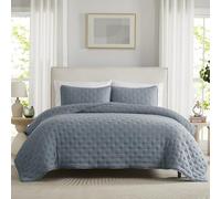 WDCOZY Dusty Blue Cloud California Cal King Size Quilt Bedding Sets with Pillow Shams, Oversized Puffy Cozy Lightweight Bedspread Coverlet, Soft Cute Bed Cover for All Season - 3 Pieces