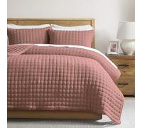 WDCOZY King Size 3 Piece Bedspread Set, Lightweight and Soft Quilted Comforter and Pillow Shams, for All Seasons, 104x90 inches, Rose Red
