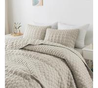 WDCOZY Light Beige Quilts Queen Size Bedding Set with 2 Pillow Shams, Lightweight Soft Full Bedspread Coverlet, Thin Comforter Bed Cover for All Season, 3 Pieces, 90x90 inches