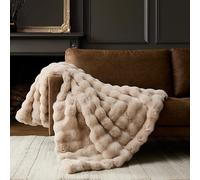 WDCOZY Luxury Bubble Throw Blanket, Faux Fur Mink Plush Throw for Couch, Sofa and Bed, Soft Fluffy Fuzzy Furry Cozy Blanket, Thick and Warm, 50x60 inches, Beige Tan Taupe Camel, 950 GSM