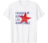 WDCzzFD Lake Winnipesaukee New Hampshire Fireworks July 4 T-Shirt White(XX-Large)