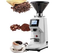 WDDEYYDS Commercial-Grade 60mm Flat Burr Coffee Grinder - 19 Precision Grind Settings + Digital Timer Display, 250W Motor, Ideal for Espresso, Drip & Cold Brew 500ml-White