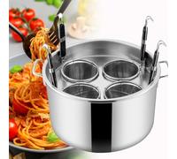 WDDEYYDS Pasta Cooker Insert Set Stainless Steel Pasta Pot With Lid Multifunctional Pasta Cooker with Divider and Colander Strainer Commercial Cooking Tool,4Holes
