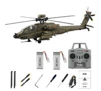 WDDSPSH RC Helicopter C170 AH-64D No Ailerons 6CH Brushless Motor Altitude Hovering Optical Flow Localization One-Key Inverted Flight with 2 Batteries 1/48 Scale for Adults Beginners (Military Green)