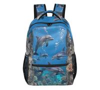 WDdZzyy 3d Stone Dolphin Coral Ocean sport backpack for kids with large book bags for 10-12 year old