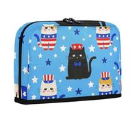 WDdZzyy 4th of July Independence Day White Cat Pencil Case Large Capacity Pen Bags Simple Stationery Pencil Case for Boys Elementary