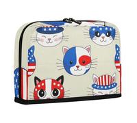 WDdZzyy 4th of July Independence Day White Cat Pencil Pen Case Large Capacity Pen Cases Simple Case Pencil Holder for Teen School Must Haves