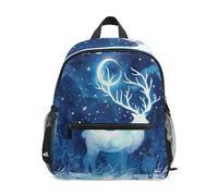 WDdZzyy Art Blue Painting Deer Elk Moon backpack for school kids chest strap bookbag with name tag for preschool
