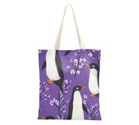 WDdZzyy Art Penguin Purple Canvas Tote Bags For Women for Women With Pockets With Handles Reusable Canvas Tote Bulk Hostess Gifts