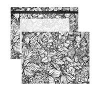 WDdZzyy Autumn Sketch Leaves Black Binder Pouches with 3 Reinforced Grommets 3 Rings Pocket for A4 Paper Letter 2 Pack Students College Supplies