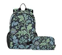 WDdZzyy Backpack With Lunch Bag Seaweed Leaf Blue Flower William Morris School Backpack With Lunch Bag And Lunchbox Set 10-12
