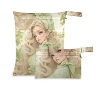 WDdZzyy Beautiful Blonde Princess White Rose Mess-Proof Wet Dry Bags 2 Pack Travel Essentials for Babies with Handles for Travel