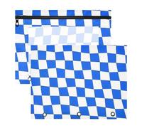 WDdZzyy Blue and White Checkered Plaid Binder Pencil poucheses Multi-Purpose Plastic File Folder for 3 Rings Binder 2 Pack Teacher School Supplies