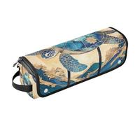 WDdZzyy Blue Boho Turtle 2-in-1 Curling Iron Travel Case with Heat Resistant Mat Portable Hair Styling Tool Organizer for Curling Iron Straightener Flat Hair Dryer, blue boho turtle, 1 Size, Blue Boho