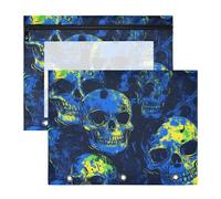 WDdZzyy Blue Green Shining Skulls Pencil Bags Sturdy Pen Holder Case for A4 Paper Letter 2 Pack Teacher College Supplies