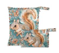 WDdZzyy Boho Style Flower Floral Squirrel prop1 Wet Clothes Bag 2 Pack Diaper Bag Essential Items with Handles for Baby Diapers