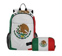 WDdZzyy Boy Backpack With Lunch Bag Mexico Flag Blue Red Mexican Mx National School Bag And Lunch Box Set For Boys Backpack And Lunchbox Set 10-12