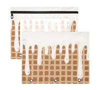 WDdZzyy Brown Ice Cream Plaid Checked Pencil Pouches Portable Storage Bag for 3 Rings Binder 2 Pack Students Home