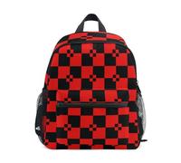 WDdZzyy Buffalo Plaid Black Red backpack bags for kids chest strap bookbag with name tag for 6 year old