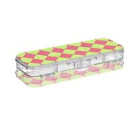 WDdZzyy Buffalo Plaid Red Yellow Green Plastic Box for Pencils Double Deck Crayon Containers for Craft Art with Snap Lid