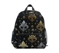 WDdZzyy Carnival Fleur-de-lis Gold and Black diaper bag backpack two kids whistle bookbags with name tag for 4 year old