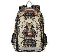 WDdZzyy carry on backpacks for kids 8-12：lightweight bookbag for men in assorted colors Y2k Samurai Cat Japanese
