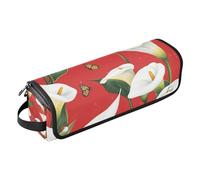 WDdZzyy Cartoon Calla Lily Red Flower 2-in-1 Curling Iron Travel Case and Heat Resistant Mat Large Capacity Hair Tool Organizer for Hot Tools Curling Iron Flat Irons Hair Volumizer Styler, cartoon