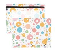 WDdZzyy Cartoon Colorful Polka Dots Binder Pouches Sturdy 3 Hole Punch for 3 Rings Binder 2 Pack Teacher Storing School Students Teacher Supplies