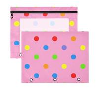 WDdZzyy Cartoon Colorful Polka Polka Dot Pink Binder Adorable Pen Holder Case for A4 Paper Letter 2 Pack Teacher Class