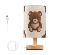 WDdZzyy Cartoon Cute Brown Teddy Bear Reading Lamp End Table Lamp Creative Farm