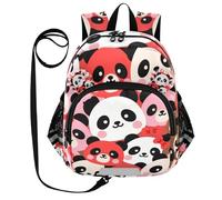 WDdZzyy Cartoon Cute Panda Red Cute Ears Backpack For Elementary School Leash Cool Girls Anti-Lost Diaper Bag Backpack with Reflective Strip