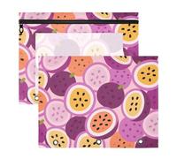 WDdZzyy Cartoon Cute Passion Fruit Purple Pencil Bags with Smooth Zippers Plastic File Folder for A4 Paper Letter 2 Pack Students Home