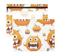 WDdZzyy Cartoon Cute Pumpkin Monster Pencil Cases Clear Pocket Folders for 3 Rings Binder 2 Pack Students Storing School Students Teacher Supplies