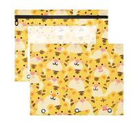 WDdZzyy Cartoon Cute Tigers Yellow Cosmetic Bag Multi-Purpose Storage Bag for A4 Paper Letter 2 Pack Students Back to School