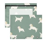 WDdZzyy Cartoon Cute White Dog Pencil Cases Portable Storage Bag for 3 Rings Binder 2 Pack Students Home